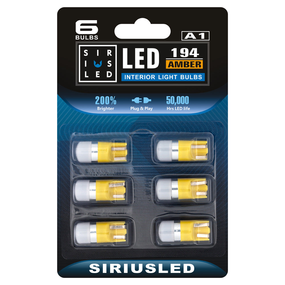 Pack of 6 LED Interior Lights-194 Amber